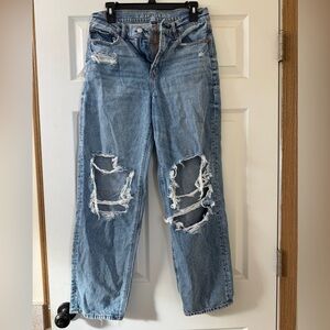 American Eagle Outfitters Ripped Light Blue Boyfriend Jeans